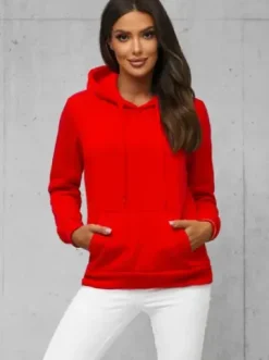 Bluza z kapturem damska czerwona JS/W02Z^Ozonee Online