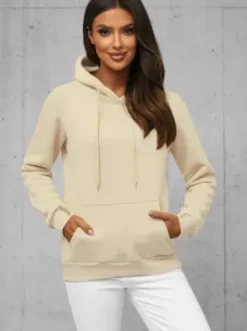 Bluza z kapturem damska ecru JS/W02/67Z^Ozonee Clearance