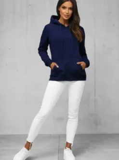 Bluza z kapturem damska granatowa JS/W02Z^Ozonee Discount