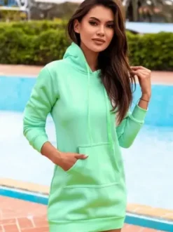 Bluza z kapturem damska miętowa JS/YS10003/39Z^Ozonee Fashion