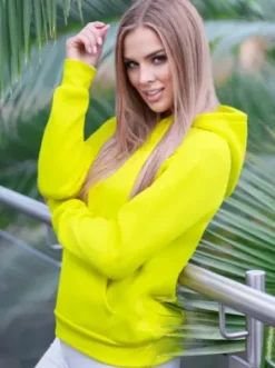 Bluza z kapturem damska żółta-neonowa JS/W02Z^Ozonee Clearance