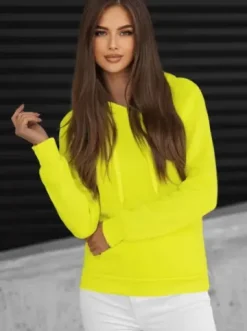 Bluza z kapturem damska żółta-neonowa JS/W02Z^Ozonee Hot