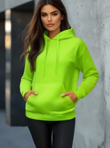 Bluza z kapturem damska zielona-neonowa JS/W02Z^Ozonee Clearance