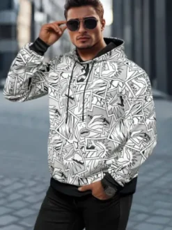 Bluza z kapturem męska biała JS/8B1256/1Z^Ozonee Outlet