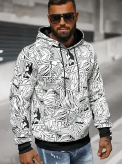 Bluza z kapturem męska biała JS/8B1256/1^Ozonee Fashion