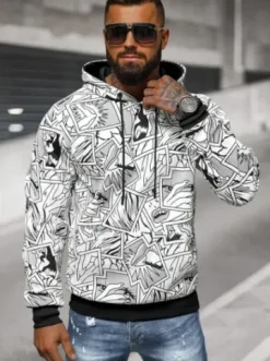 Bluza z kapturem męska biała JS/8B1256/1^Ozonee Fashion