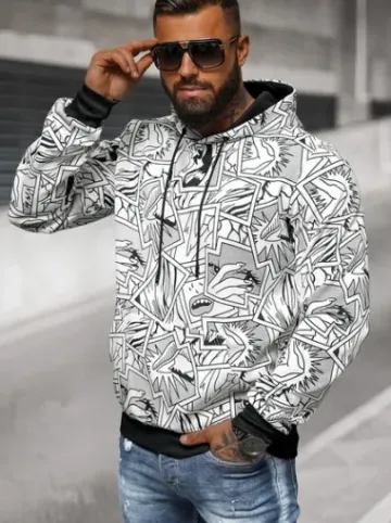 Bluza z kapturem męska biała JS/8B1256/1^Ozonee Fashion