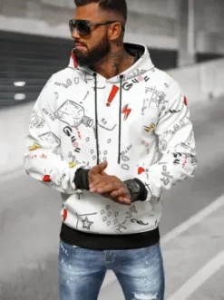 Bluza z kapturem męska biała JS/8B1223/1^Ozonee Online