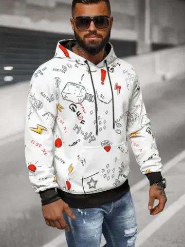 Bluza z kapturem męska biała JS/8B1223/1^Ozonee Online