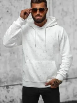 Bluza z kapturem męska biała JS/3B566^Ozonee Outlet