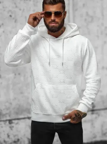 Bluza z kapturem męska biała JS/3B566^Ozonee Outlet