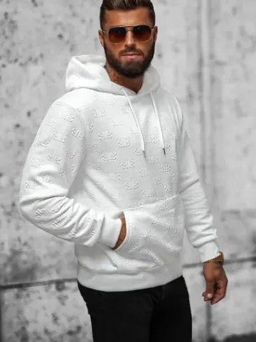 Bluza z kapturem męska biała JS/3B566^Ozonee Outlet
