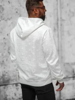 Bluza z kapturem męska biała JS/3B566^Ozonee Outlet