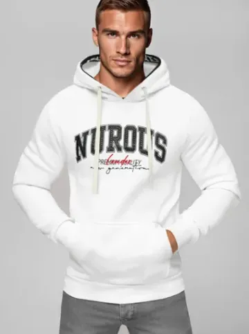Bluza z kapturem męska biała O/TT30510^Ozonee Sale