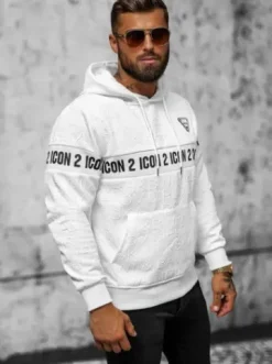 Bluza z kapturem męska biała JS/3B573^Ozonee Best