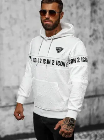 Bluza z kapturem męska biała JS/3B573^Ozonee Best