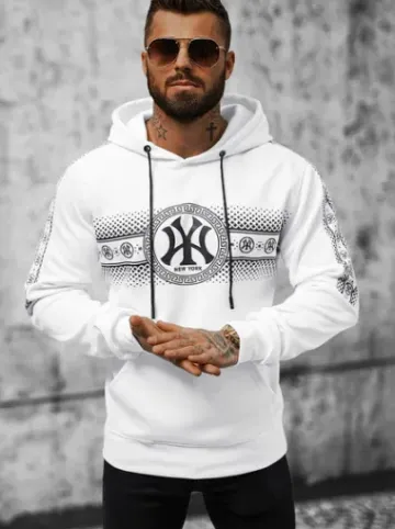 Bluza z kapturem męska biała JS/8B1100/1^Ozonee Discount