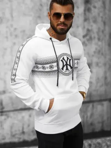 Bluza z kapturem męska biała JS/8B1100/1^Ozonee Discount