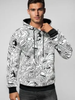 Bluza z kapturem męska biała JS/8B1256/1Z^Ozonee Outlet