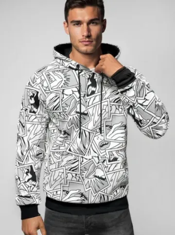 Bluza z kapturem męska biała JS/8B1256/1Z^Ozonee Outlet