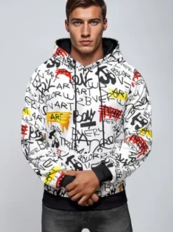 Bluza z kapturem męska biała JS/8B1251/1^Ozonee Sale