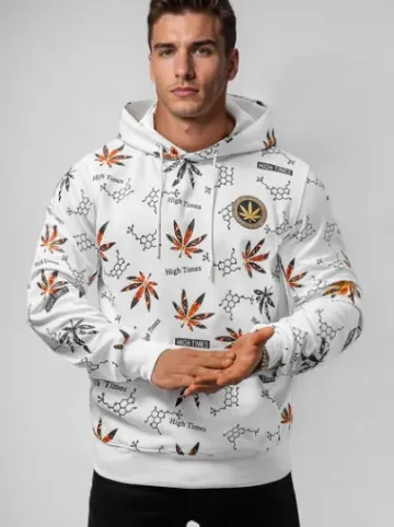Bluza z kapturem męska biała O/B266^Ozonee Fashion