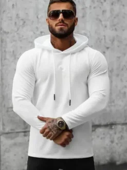 Bluza z kapturem męska biała O/D7249^Ozonee Hot