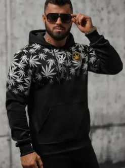 Bluza z kapturem męska czarna O/B272^Ozonee New