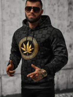 Bluza z kapturem męska czarna O/B265^Ozonee Fashion