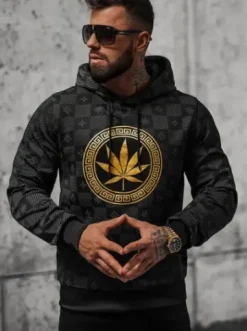 Bluza z kapturem męska czarna O/B265^Ozonee Fashion