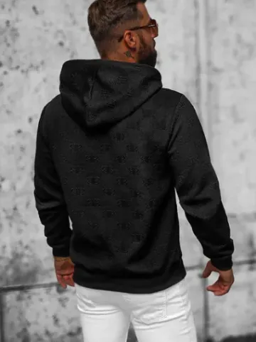 Bluza z kapturem męska czarna JS/3B566^Ozonee Clearance