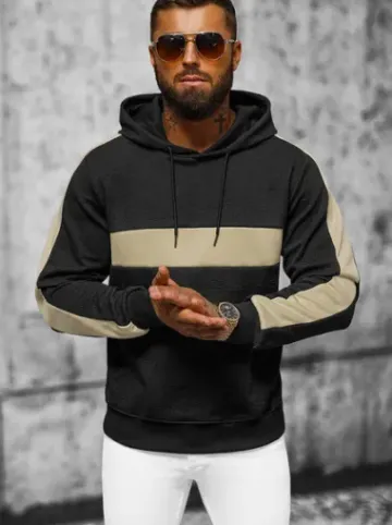 Bluza z kapturem męska czarna JS/3B565^Ozonee Outlet