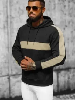 Bluza z kapturem męska czarna JS/3B565^Ozonee Outlet