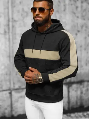 Bluza z kapturem męska czarna JS/3B565^Ozonee Outlet