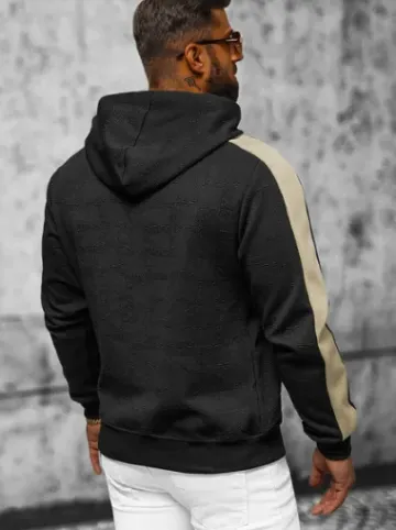 Bluza z kapturem męska czarna JS/3B565^Ozonee Outlet