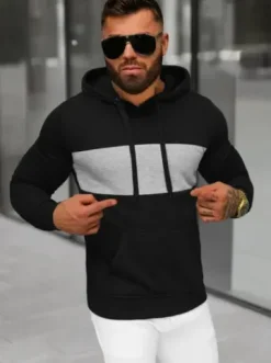 Bluza z kapturem męska czarna JS/8B1308/3^Ozonee Fashion