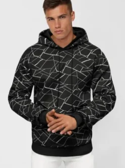 Bluza z kapturem męska czarna JS/8B1235/3Z^Ozonee Fashion