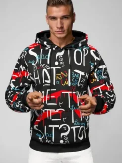 Bluza z kapturem męska czarna JS/8B1233/3Z^Ozonee Fashion