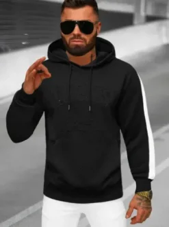 Bluza z kapturem męska czarna JS/3B579^Ozonee Sale