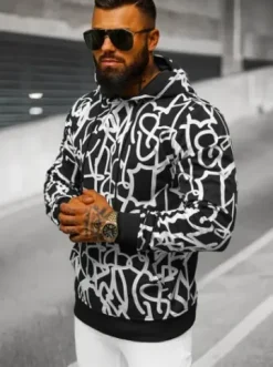 Bluza z kapturem męska czarno-biała JS/8B1139/1^Ozonee Discount