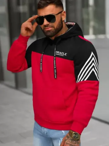 Bluza z kapturem męska czerwona O/TT30505^Ozonee Best