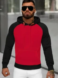 Bluza z kapturem męska czerwona JS/8B157/18^Ozonee Sale