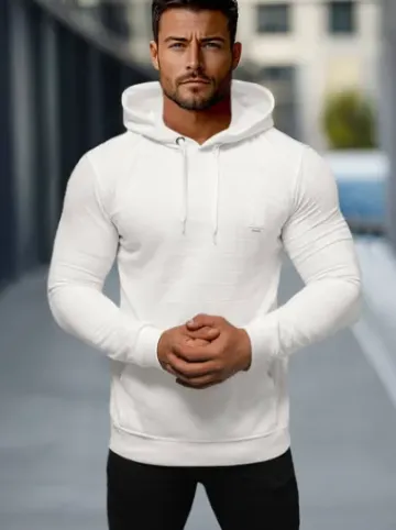 Bluza z kapturem męska ecru O/TB2272Z^Ozonee Sale