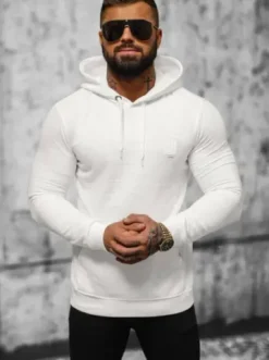 Bluza z kapturem męska ecru O/TB2272^Ozonee Sale