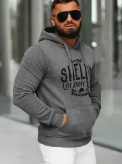 Bluza z kapturem męska grafitowa JS/8B1351/5^Ozonee Best