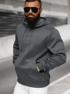 Bluza z kapturem męska grafitowa JS/27B6502/5^Ozonee Sale