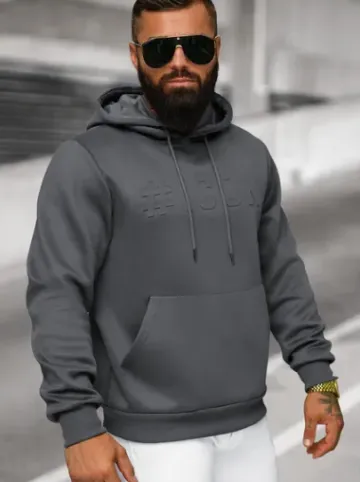 Bluza z kapturem męska grafitowa JS/27B6502/5^Ozonee Sale