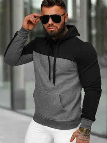 Bluza z kapturem męska grafitowa JS/8B1307/5^Ozonee New