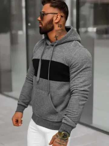 Bluza z kapturem męska grafitowa JS/8B1308/5^Ozonee New