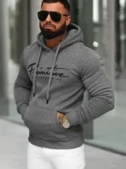 Bluza z kapturem męska grafitowa JS/8B1352/5^Ozonee Discount